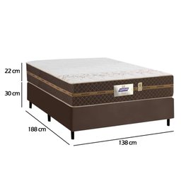 Cama Box Casal Colchão Molas Flora Gazin + Box Sintético 52x138x188 Cor:Marrom - 6