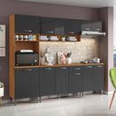 Ver imagem 1 de Cozinha Compacta Aurora com Balcão 120cm com Tampo e Balcão 70cm Cinamomo Grafite Aramóveis