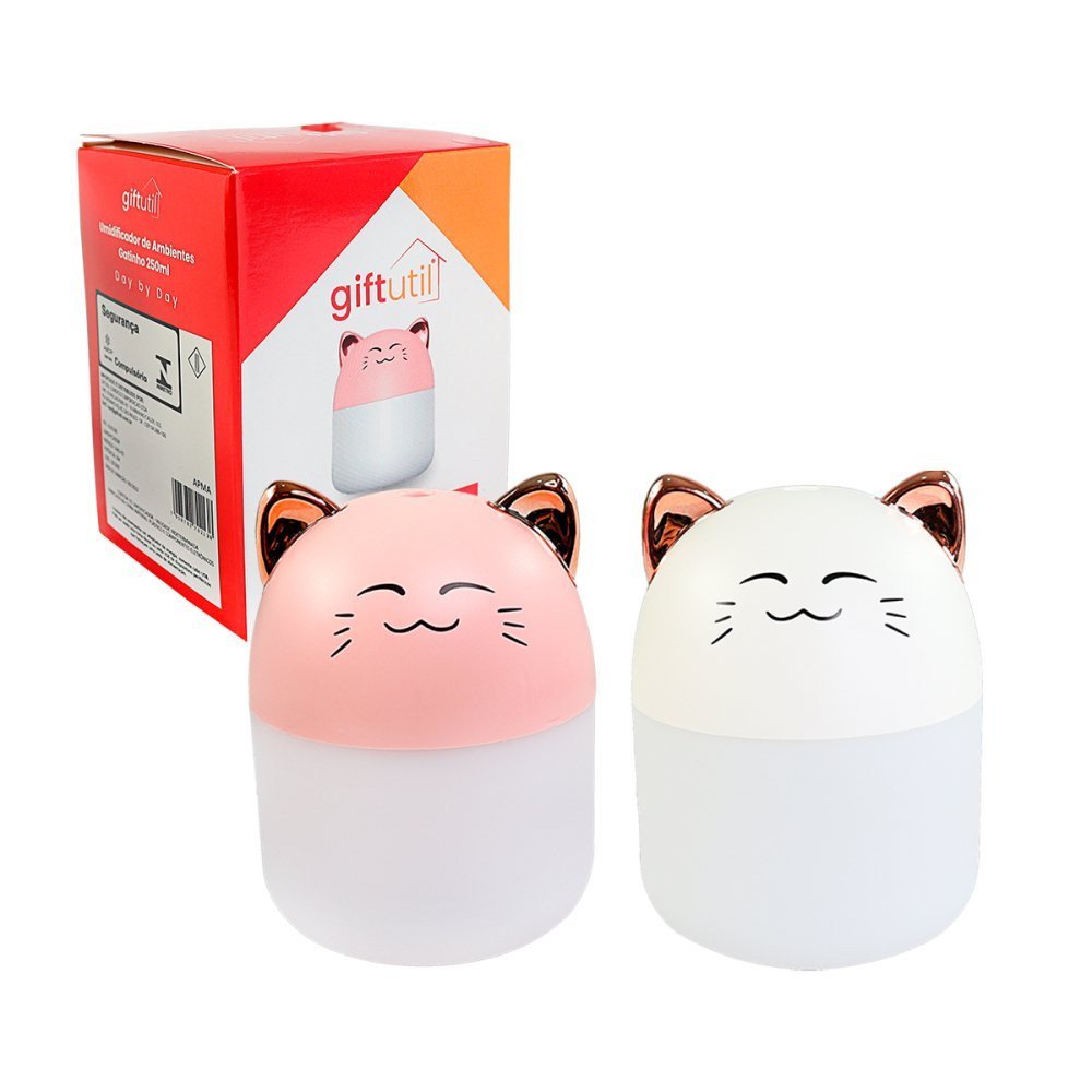 Umidificador de Ambientes de Gatinho Usb 250ml Led Rgb - 8