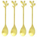 Ver imagem 1 de Colher Colherzinha Formato Folhas Aço Inox 4 Unidades:Dourado
