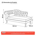 Ver imagem 4 de Divã Recamier Lavínia Clássico 120cm Capitonê com Pés de Madeira Bouclê Cinza Claro - Desk Design
