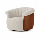 Ver imagem 1 de Poltrona Giratória Esther Courino Marrom | Linho Off White - Sallar Home