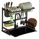 Ver imagem 6 de Organizador Cozinha Escorredor Louça 65cm Aço Inoxidável com Suporte Talheres Pratos Copos