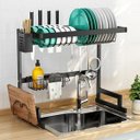 Ver imagem 3 de Organizador Cozinha Escorredor Louça 65cm Aço Inoxidável com Suporte Talheres Pratos Copos