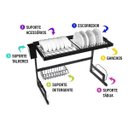 Ver imagem 7 de Organizador Cozinha Escorredor Louça 65cm Aço Inoxidável com Suporte Talheres Pratos Copos