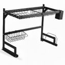 Ver imagem 2 de Organizador Cozinha Escorredor Louça 65cm Aço Inoxidável com Suporte Talheres Pratos Copos