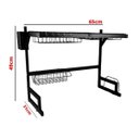 Ver mais imagens de Organizador Cozinha Escorredor Louça 65cm Aço Inoxidável com Suporte Talheres Pratos Copos