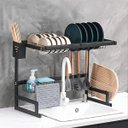 Ver imagem 4 de Organizador Cozinha Escorredor Louça 65cm Aço Inoxidável com Suporte Talheres Pratos Copos