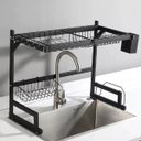 Ver imagem 5 de Organizador Cozinha Escorredor Louça 65cm Aço Inoxidável com Suporte Talheres Pratos Copos