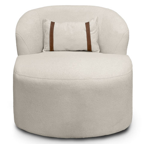 Puff Poltrona Decorativa Orgânica Roma Sala Bouclé com Almofada:bege Claro