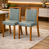 Kit 2 Cadeiras de Jantar Estofadas Jade Veludo Cinza Base Madeira Maciça Mel - 1