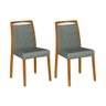 Kit 2 Cadeiras de Jantar Estofadas Jade Veludo Cinza Base Madeira Maciça Mel - 2