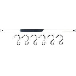 Barra 55cm com 6 Ganchos Aço Inox Suporte Porta Utensílios para Cozinha Haus Domama - 1