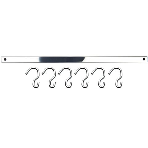 Barra 55cm com 6 Ganchos Aço Inox Suporte Porta Utensílios para Cozinha Haus Domama