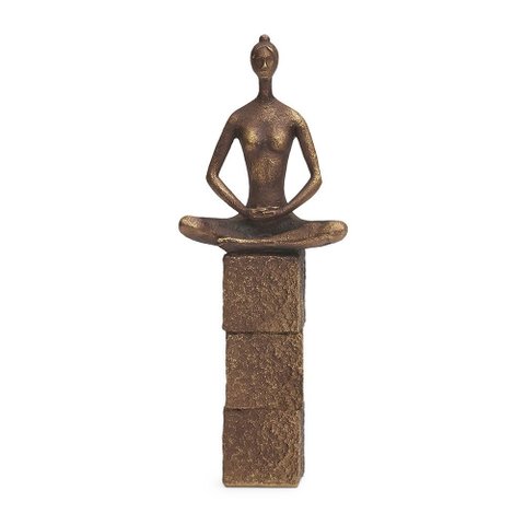 Escultura Decorativa Yoga em Poliresina Bronze 29cm 21526 Mart