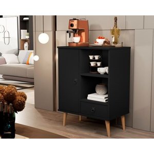 Buffet Aparador Cantinho do Café Retrô com Gaveta Porta e Nicho Tip Top:preto