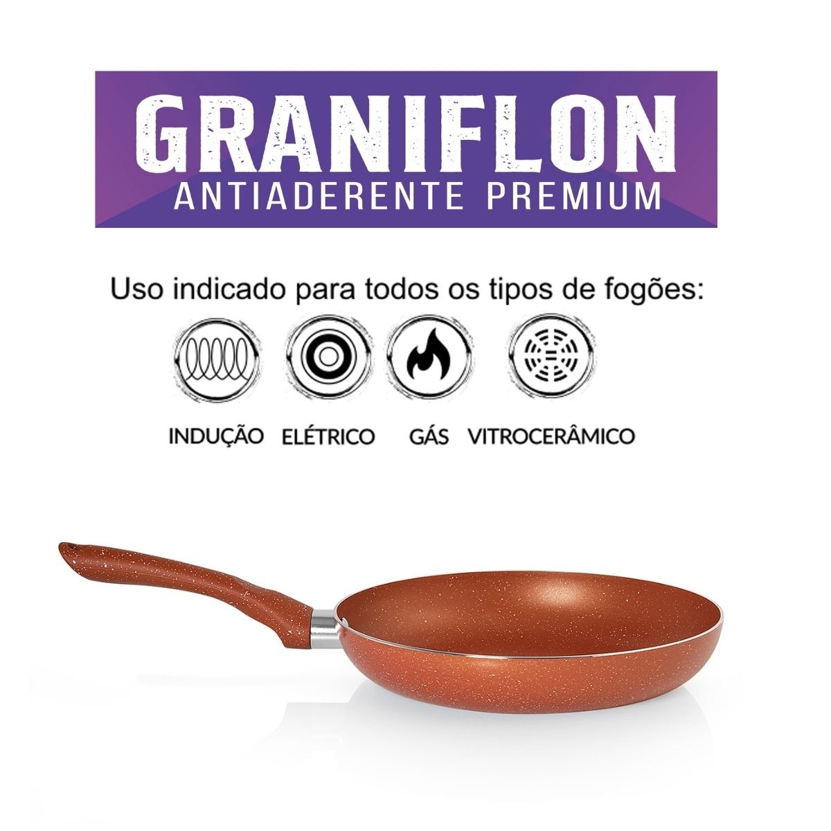 Frigideira Antiaderente 24cm Laranja Graniflon Moda do Chef - 2