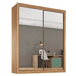 Guarda Roupa Solteiro Espelhado 2 Portas 4 Gavetas - Zurique-amêndoa - Móveis Europa - 2