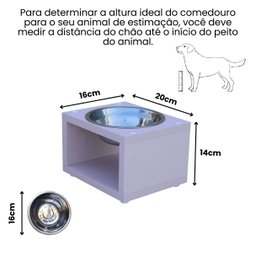 Comedouro Elevado Gato Cachorro Pet Mdf Luke - Inox - Rose - 2 Comedouro Elevado Gato Cachorro Pet Mdf Luke - Inox - Rose - 2