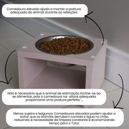 Comedouro Elevado Gato Cachorro Pet Mdf Luke - Inox - Rose - 3 Comedouro Elevado Gato Cachorro Pet Mdf Luke - Inox - Rose - 3
