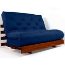 Ver imagem 4 de Sofá Cama Casal Futon Tokio Azul Royal Acquablock Madeira Maciça Cor Imbuia
