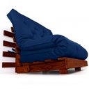 Ver imagem 1 de Sofá Cama Casal Futon Tokio Azul Royal Acquablock Madeira Maciça Cor Imbuia