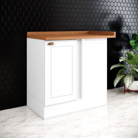 Balcão Canto Reto 1 Porta Americana Henn com Tampo Mdf Americana Henn 94 Cm