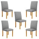 Ver imagem 1 de Kit 5 Cadeiras de Sala de Jantar Estofadas Veiga Madeira Maciça Linho Cinza G78 - Gran Belo Cadeira