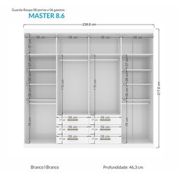 Guarda Roupa Casal 8 Portas 6 Gavetas Master - 4