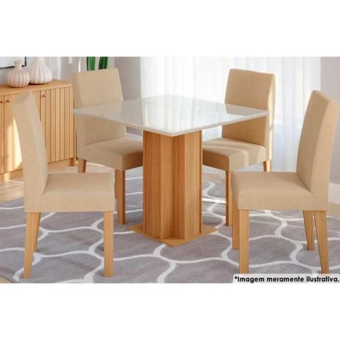 Mesa Sala Sophia 95 + 4 Cad Maia Nature/Bege Cimol