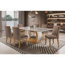 Ver imagem 1 de Conjunto: Mesa de Cozinha Jade Tampo Madeirado C/ Vidro Canto Reto 180x90cm e 6 Cadeiras Jade Imbuia