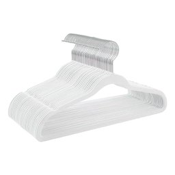 Kit 30 Cabides de Veludo Luxo Ultra Fino Antideslizante - Branco - 1