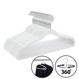 Kit 30 Cabides de Veludo Luxo Ultra Fino Antideslizante - Branco - 5