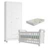 Berço Americano Lara com Colchão Gazin e Guarda Roupa Ternura Baby 3 Portas Branco Brilho Flex - Inc - 1