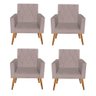Kit 4 Poltronas Decorativas Thais Capitonê Suede Cappuccino - 1
