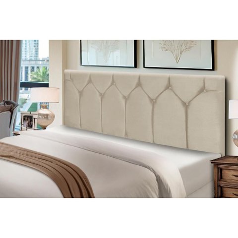 Cabeceira Estofados Casal King Quarto 1,95cm Abigail Suede Bege Madelina Decor