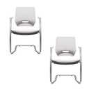 Ver imagem 1 de Kit 02 Cadeiras Fixas Pé em S Beezi Cromada Branca Plaxmetal