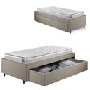 Ver imagem 1 de Base Box Cama Solteirão Sapateira Linho Bege e Colchão Hanover Inducol 96x203