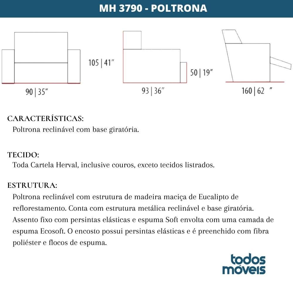 Poltrona Reclinável MH-3790 Herval Estofada Marrom Fosco K - 5