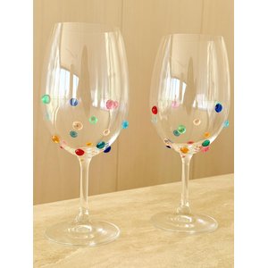 Taças de Cristal Vinho 580 Ml Bohemia Titanium Decorado com Mini Gemas 2 Un