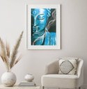 Ver imagem 1 de Quadro Decorativo Buda Azul - 60x48cm:madeira Branca