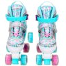 Patins Feminino Roller Infantil Azul Borboleta Kit Proteção Unitoys Tam 34-37 - 6
