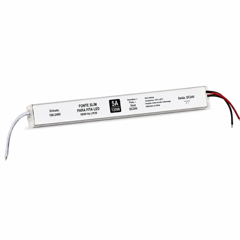 Fonte Driver Slim Mini 24V 120W 5a Bivolt Fita LED Perfil