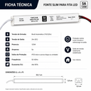 Ver imagem 3 de Fonte Driver Slim Mini 24V 120W 5a Bivolt Fita LED Perfil