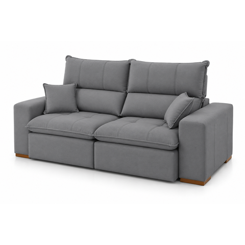 Sofá Thor Retrátil e Reclinável com Molas Ensacadas e Pillow Top de 18cm:Veludo Cinza/1,90