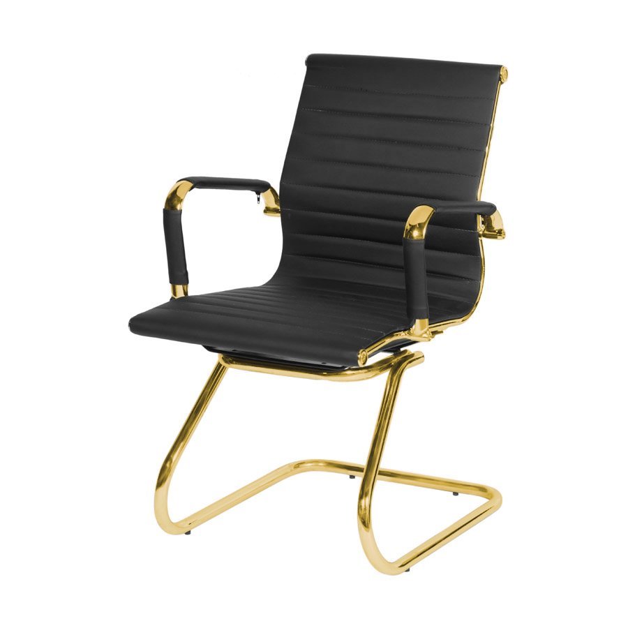 Cadeira de Escritório Eames Preta - Fixa | Dourado Brilho