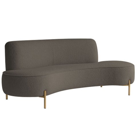 Sofá Orgânico 2 Lugares 150cm Argos Pés Ouro Fosco Bouclé Marrom - Nexta Casa