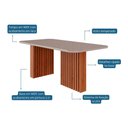 Ver imagem 3 de Conjunto: Mesa Sala Jantar Ester C/ Tampo Madeirado C/ Vidro 180x90cm e 6 Cadeiras Maia Cinamomo/