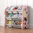 Ver imagem 2 de Organizador de Brinquedos Infantil 7 Caixas Estante Bau 3 Prateleiras Multiuso Quarto Rosa