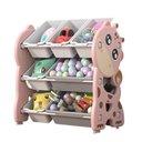 Ver imagem 1 de Organizador de Brinquedos Infantil 7 Caixas Estante Bau 3 Prateleiras Multiuso Quarto Rosa